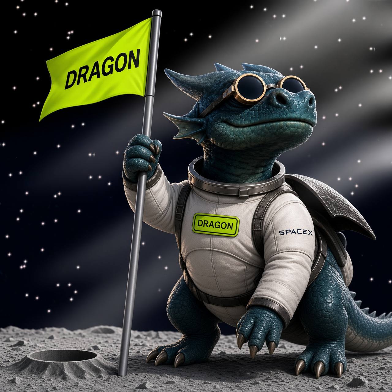 $DRAGON meme: Flag on the moon
